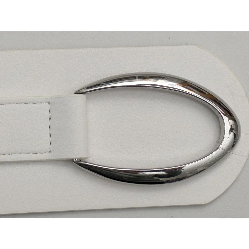 I.N.C. International Concepts‎ Interlocking-Hook Stretch Belt White S/M NWT
